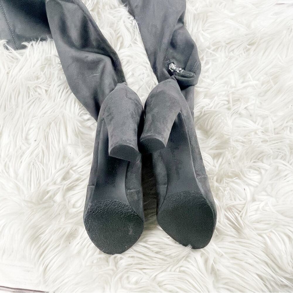 Sam Edelman Kent Over the Knee OTK Grey Faux Suede Heeled Boots Size 6‎ - Picture 3 of 5